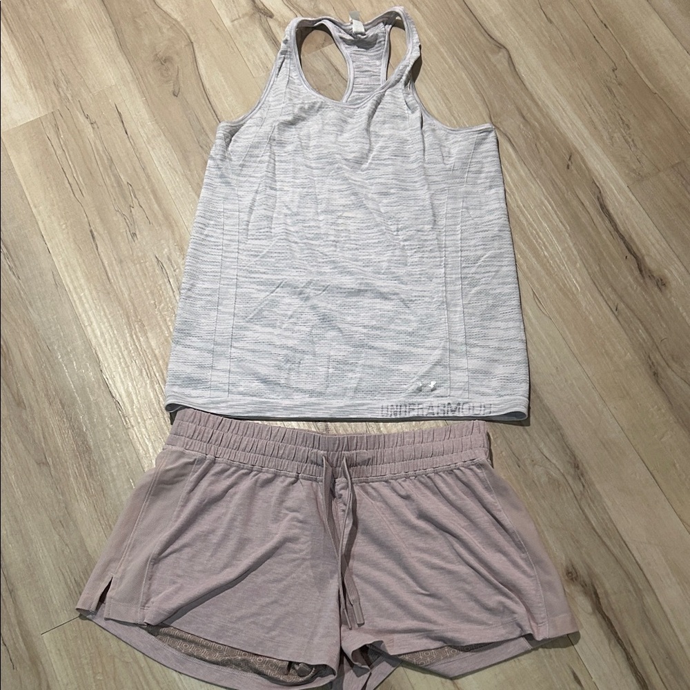 Under Armour Light Gray and Soft Pink Set